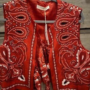 Commense Vibrant Red Paisley Vest